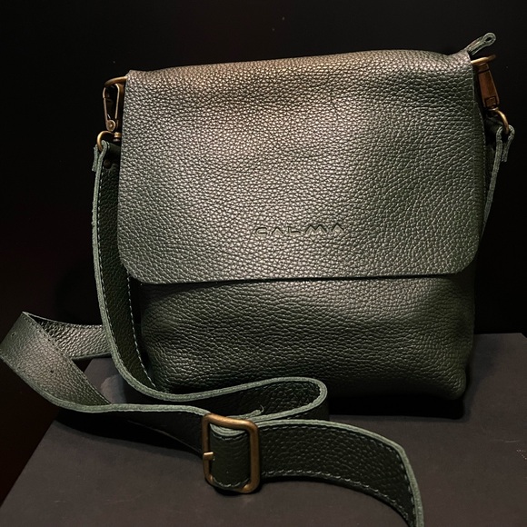 New Calma Forrest Green Pebbled Leather Purse Handmade in Spain NWOT - Picture 2 of 13